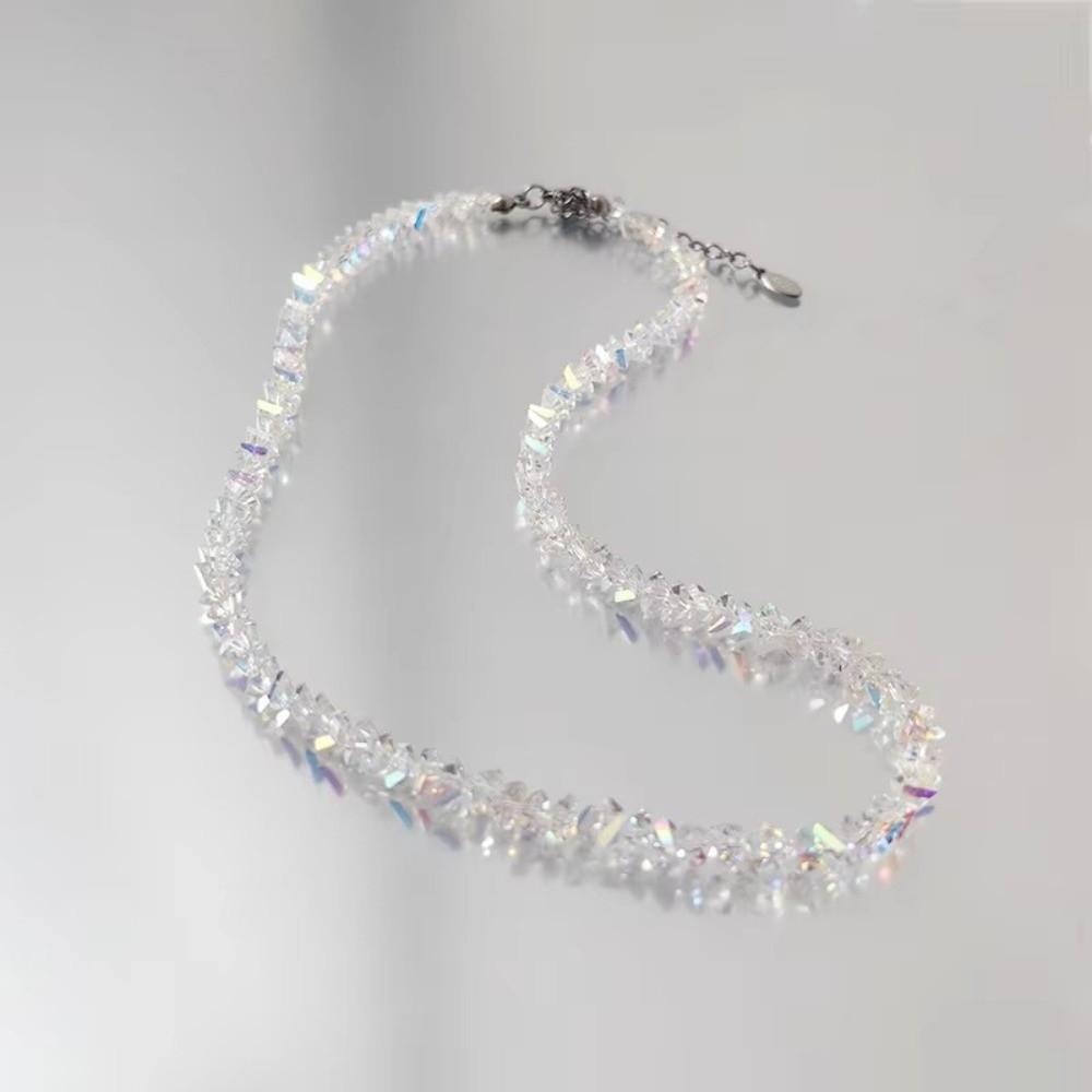 Multi-faceted Crystal Glass Crystal Choker Necklace Simple Collarbone Necklace Women