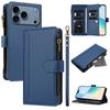 Apple 17 Pro Max Solid Color Zipper Wallet Case for Nine Cards – Compatible with iPhone 16/15/14