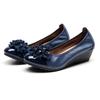 Guenine Leather Women's Loafers 2025 New Wedges Flower Moccasins Ladies Soft Rubber Retro Shoes Non-slip Luxury Slip-on Flats