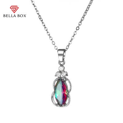 Luxury Wedding Anniversary Women's Necklace Multicolour Zircon Silver Color Chain Neck Beauty Birthday Trendy Jewelry