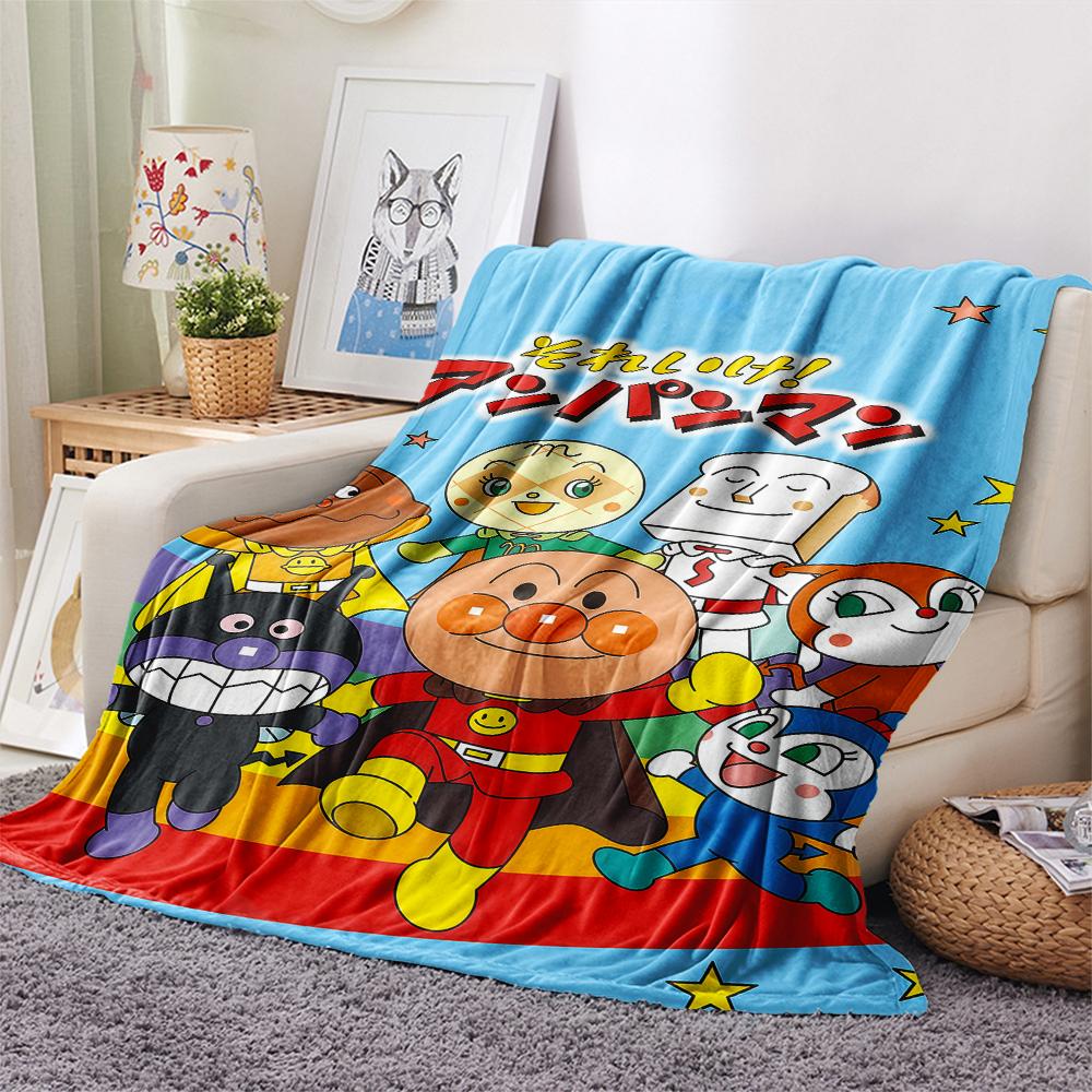 1PC Anpanman Print Flannel Blanket, High quality All Seasons, Home Decor, Warmth and Comfort, Perfect for Christmas Gifts