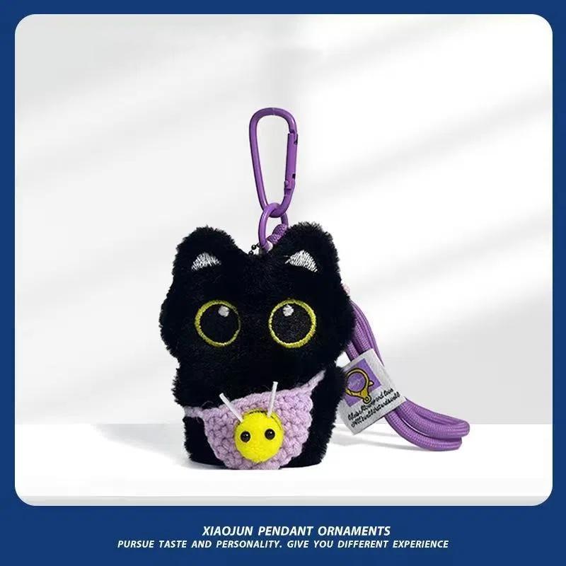 

1 Piece Cartoon Kitten Cute Car Key Ring Black Cat Plush Toy Keychain Backpack Decoration Hangings Bag Accessories