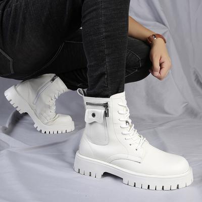 Fashion 2024 Fashion New Leather Motorized Boots for Men Winter Boots Men  British Style Short Ankle Casual Men Hiking Thick Soled Boots