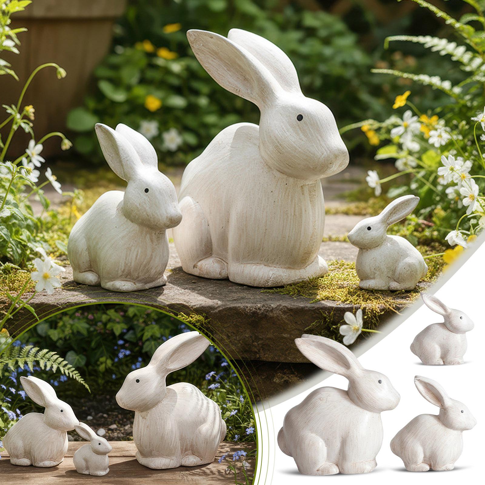 Wooden Easter Bunny Lifelike Animal Sculpture Ornament Vintage Tale Gift