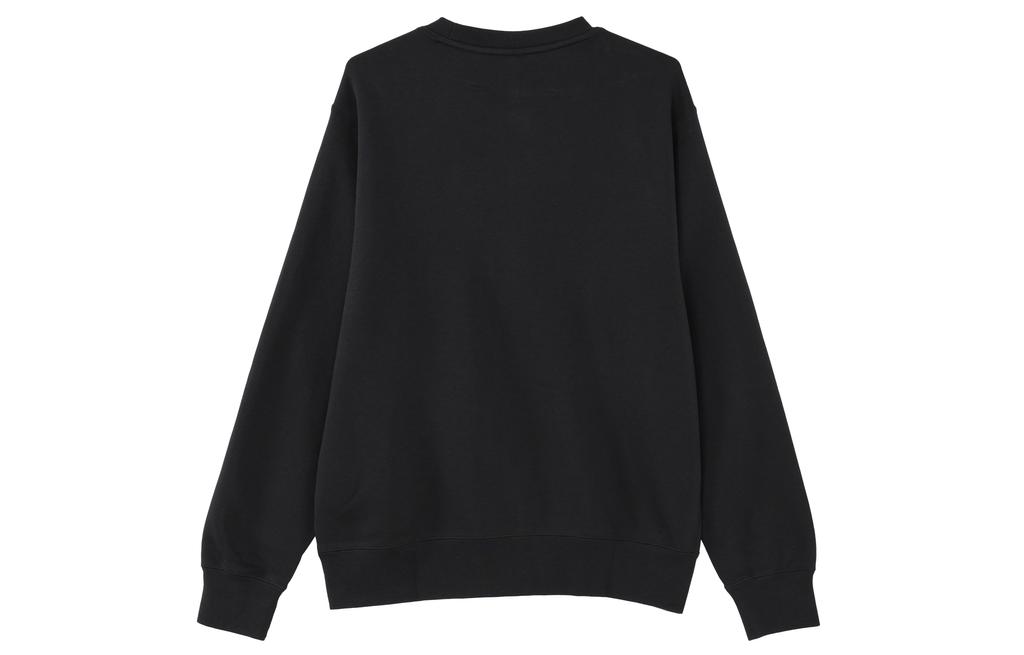 Nike Club Fleece Letter Logo Embroidery Crew Neck Fleece Lined Sweatshirt Men's Black FV4446-010