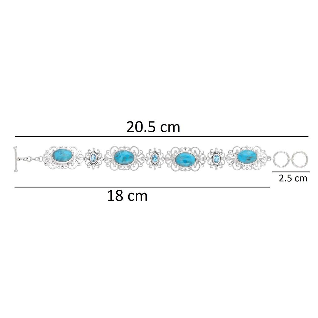 Turquoise & Topaz Sterling Silver Bracelet: Blue Gemstone Jewelry