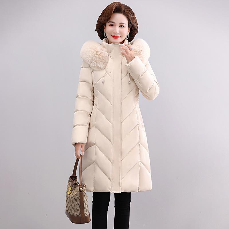 Cotton-padded Jacket Women's Extended Plus-size Cotton-padded Jacket 200 Kg Winter Knee-high Warm Cotton-padded Jacket.