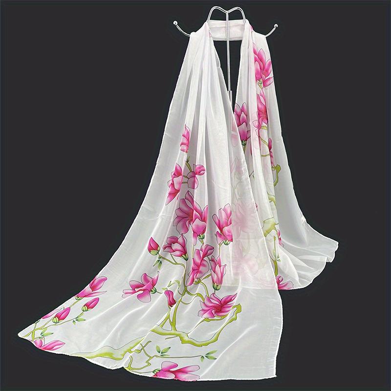 Luxury Fashion Floral Print Chiffon Silk Scarf Female Spring And Summer Sunscreen Women Shawl Ventilate Wrap Scarves