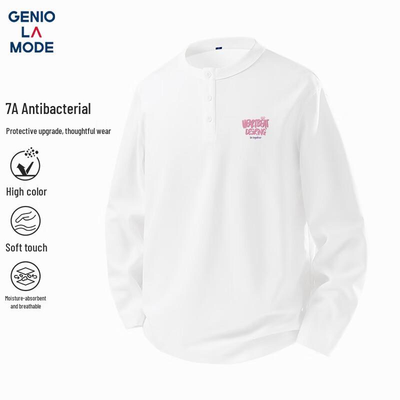 GENIOLAMODE Men's Henley Long-Sleeve T-Shirt