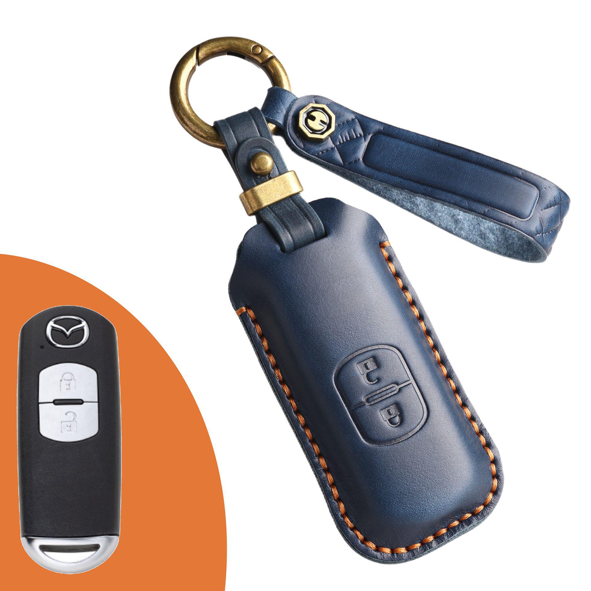 

Винтажный чехол для ключей из натуральной кожи ручной работы для автомобилей Mazda