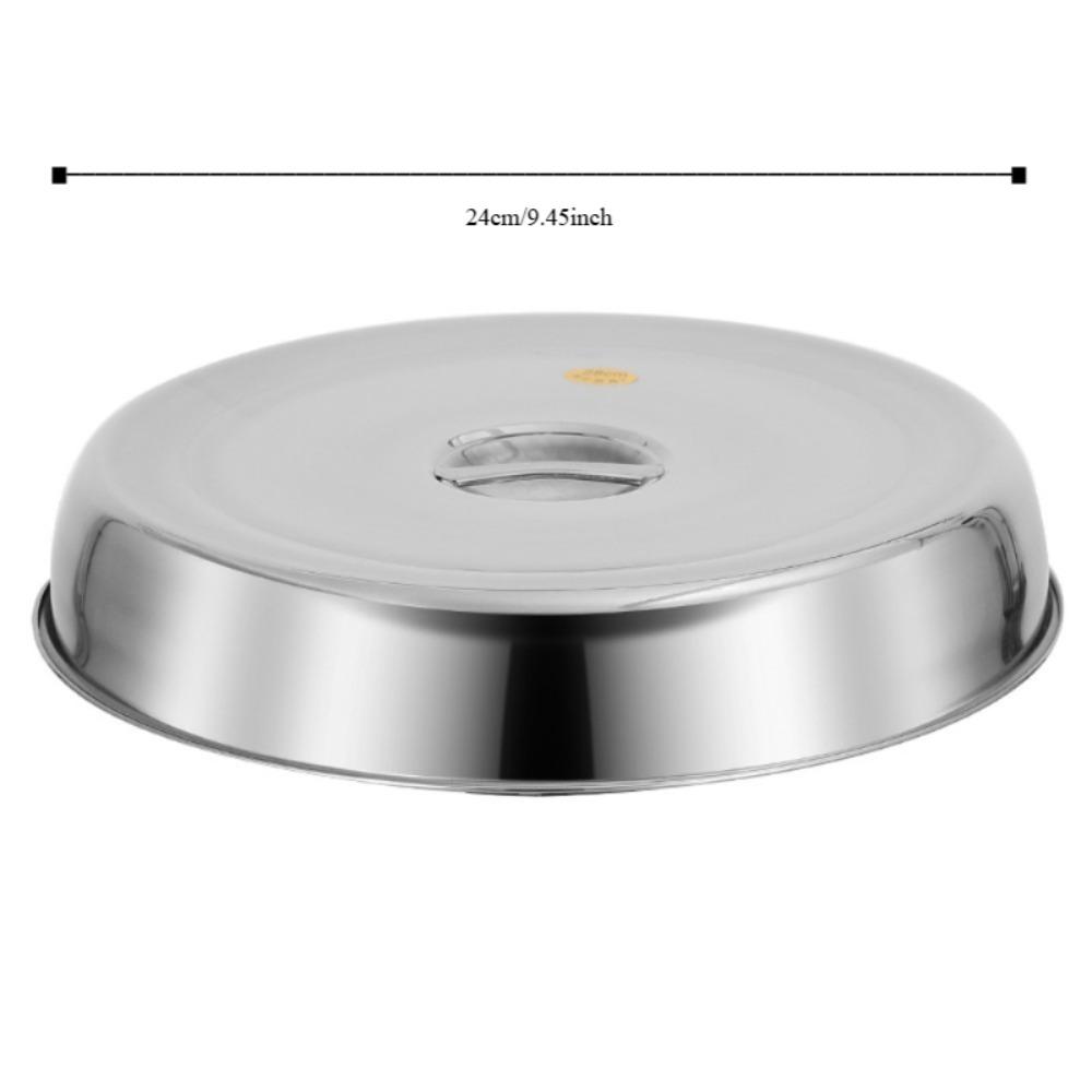 2pcs Round Raised Pot Lids Cover Stainless Steel Teppanyaki Cover Steak Dish Cover Hotel Supplies