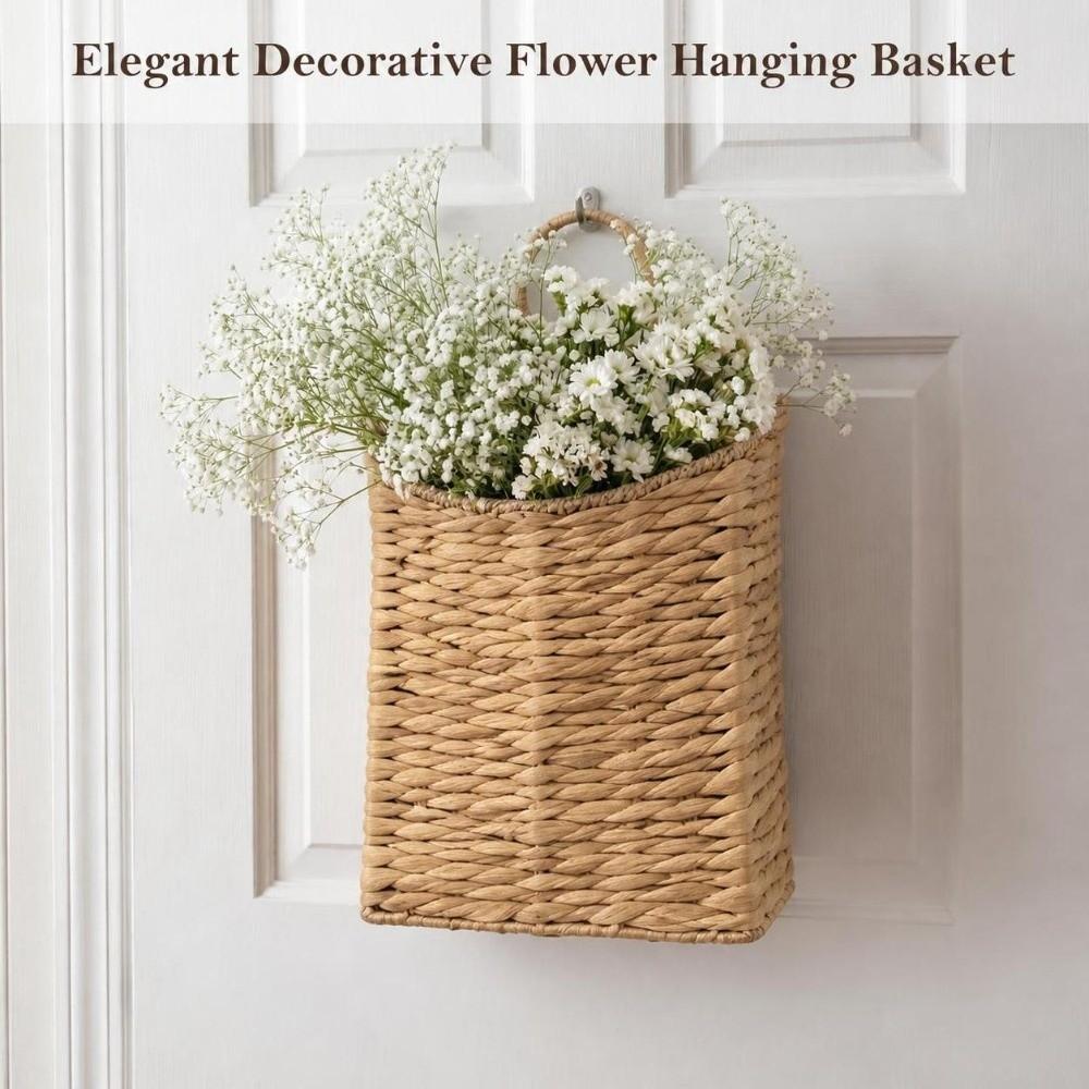 Natural Rattan Hanging Wall Basket Waterproof Front Door Decor Basket  Entryway Organizer