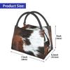 Scottish Highland Cow Cowhide Texture Thermal Insulated Lunch Bag Animal Hide Leather Lunch Container for Picnic Meal Food Box