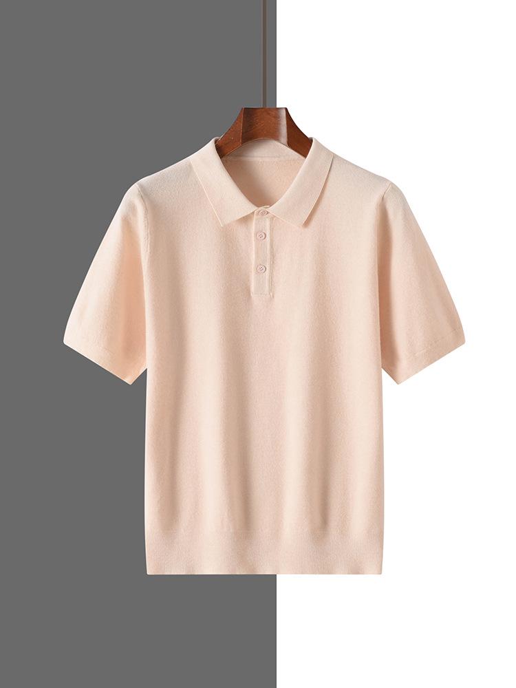 2025 Spring/Summer Andy Velvet Men's Knit Polo Minimalist Pullover Short Sleeve T-shirt