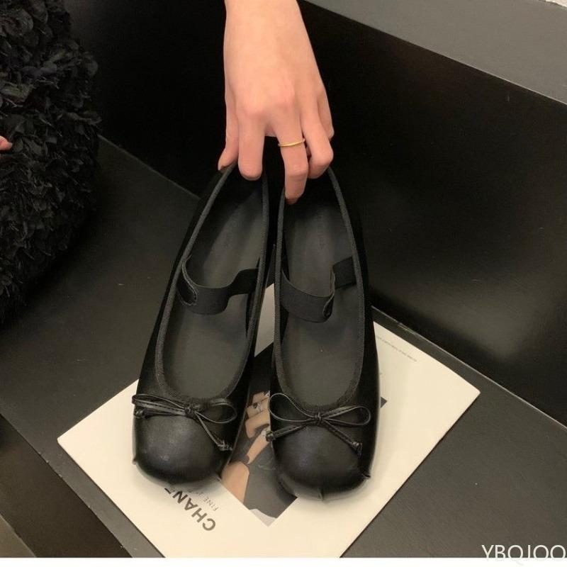Flat Bottomed New Spring Daily Commuting Non Tiring Women's Shoes Comfortable Versatile Butterfly Bow Shallow Mouth Single Shoe