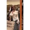 Women's One-Shoulder Irregular Tie Long-Sleeve Slim-Fit Sun Protection Top