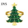 Christmas Table Ornaments Tree Napkin Ring, Alloy Green Holder, Metal Rings Reusable Holiday Ring for Festive Dining Decor