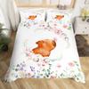 Cute Capybara Print Bedding Sets Full Kawaii Honey Bee Comforter Cover,Cartoon Animals Bed Set Red Love Heart Print Duvet Cover