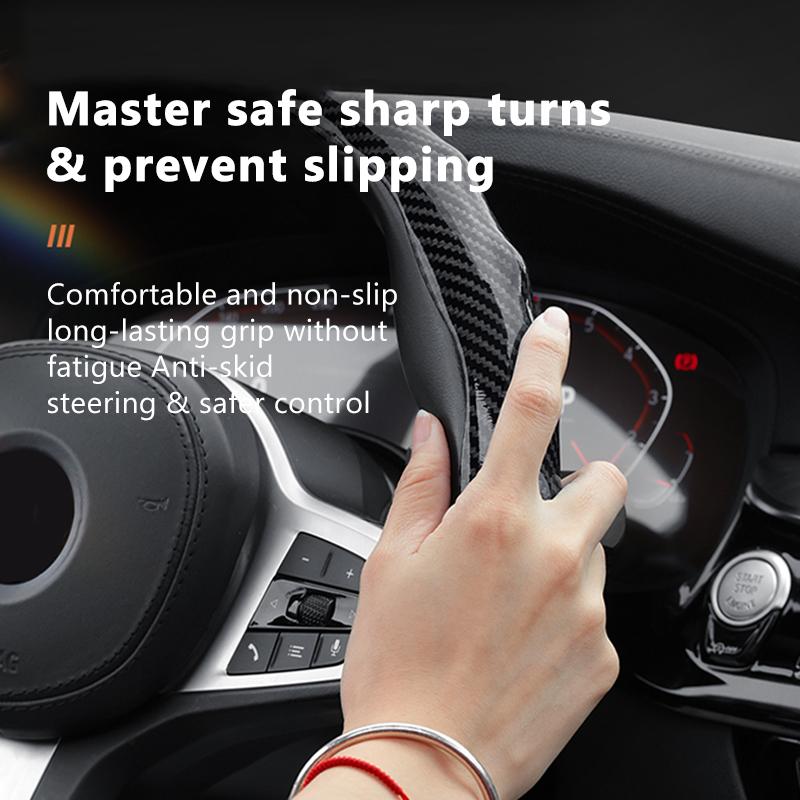 SEAMETAL Round Car Steering Wheel Cover Universal Anti-slip Glossy Gloss Carbon Fiber Texture for BMW Mercedes