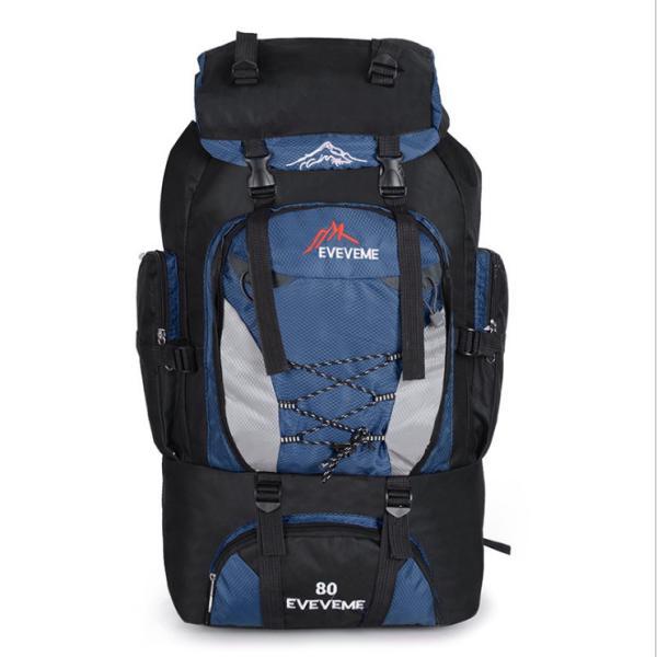 

80л унисекс большой водонепроницаемый нейлоновый рюкзак, сумка для багажа для кемпинга, пешего туризма, путешествий на открытом воздухе None синий