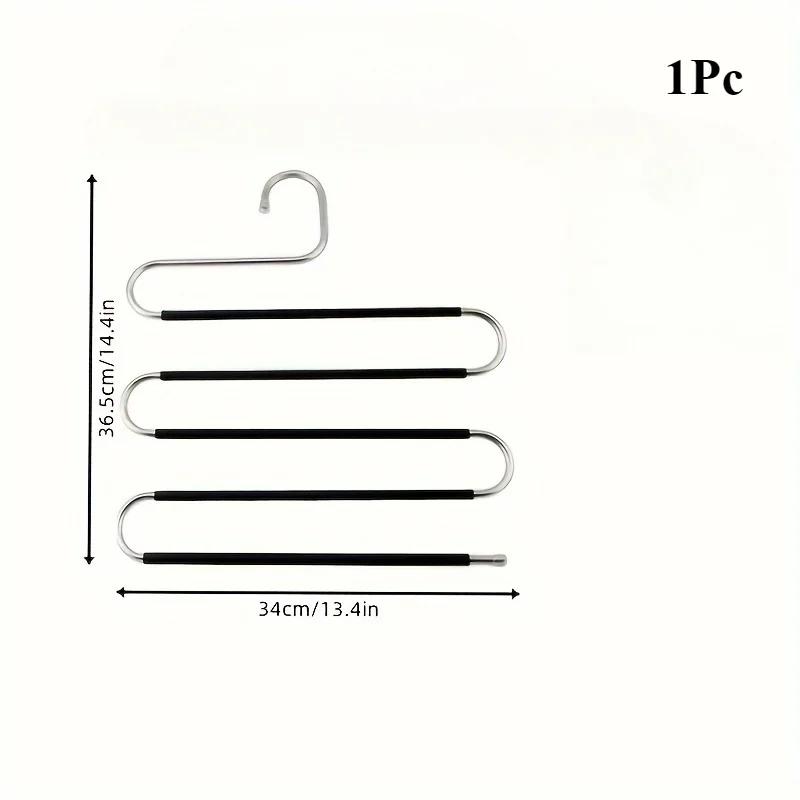 

Daily stainless steel multifunctional magic S-shaped multi-layer pants rack, pants hanger, wardrobe storage rack, dormitory use серебряный