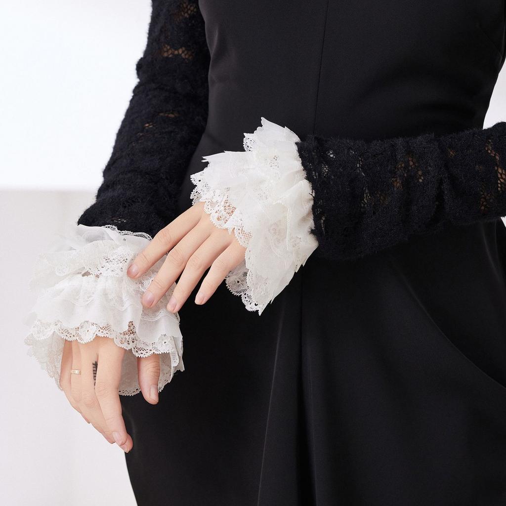 Ruffle Lace Cuffs Elastic Polyester Lace Cuffs Decorative Sleeve Cuffs Lightweight For Shirts Outfit Decoration Dresses