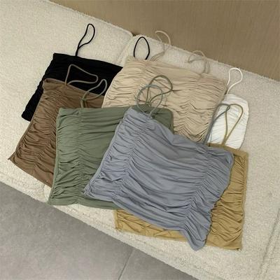 Top Damen Sexy Shirts Ärmellose Tube Tops Mädchen Tops mit Hosenträgern Damen Weißes Camisole Gepolsterte BHs Damenbekleidung Korsett-Top