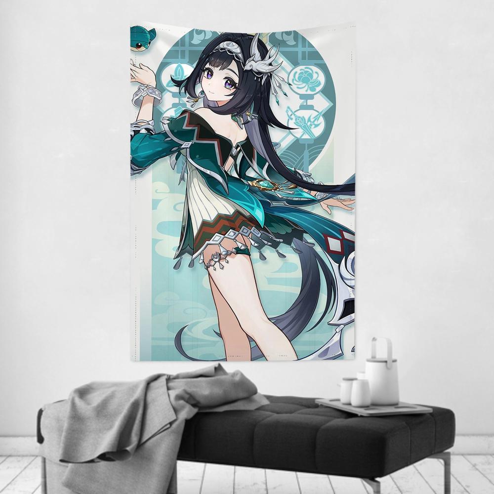 Lan Yan Genshin Impact Tapestry Room Decor Wall Cloth Party Hanging Background Room Decor Baby Room