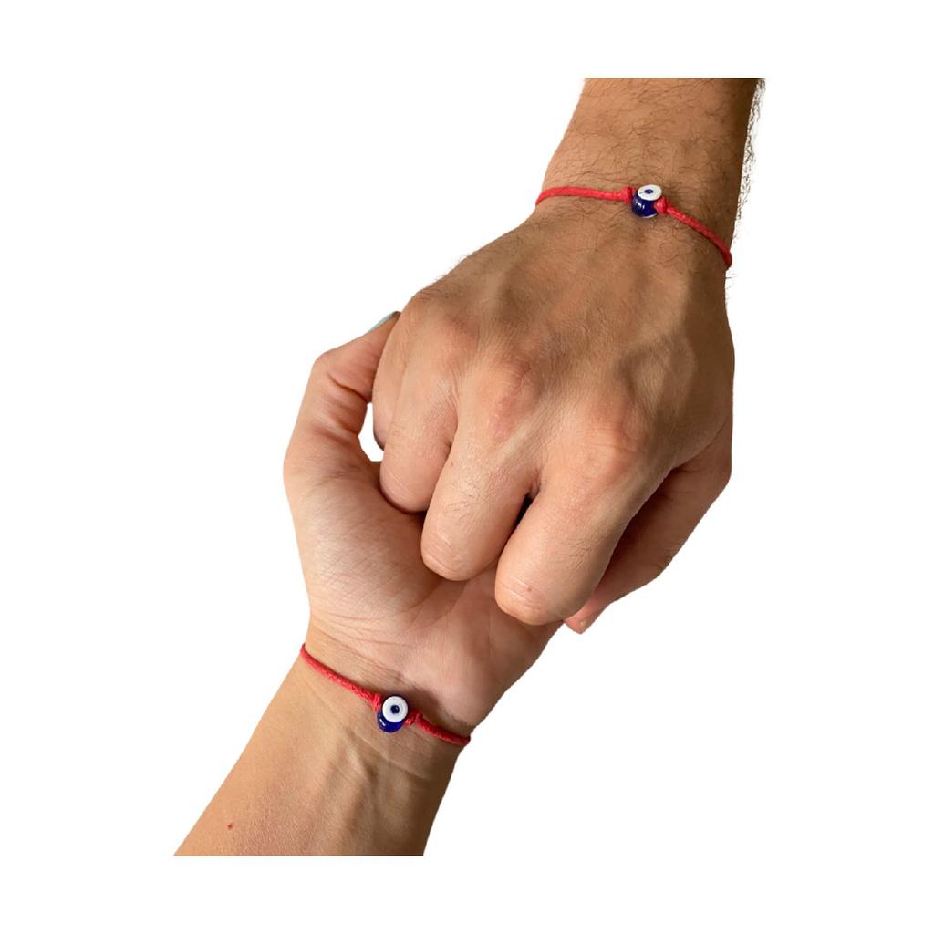 Pulsera de enamorados, 2 piezas, pulsera combinada con cuentas de ojo malvado de cristal