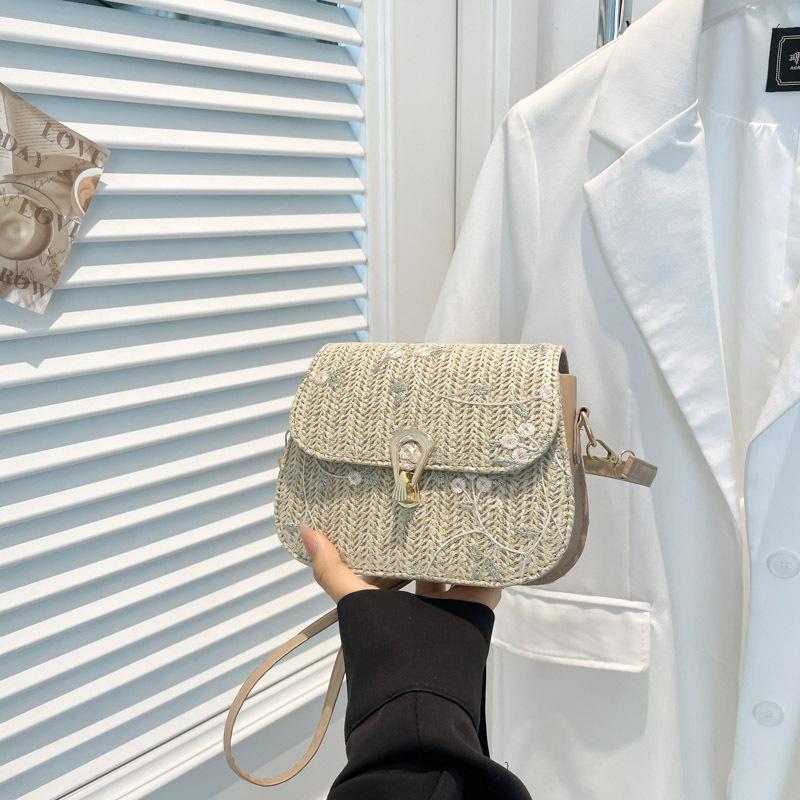 

Универсальная летняя новая повседневная маленькая квадратная сумка женская модная свежая плетеная кружевная изысканная милая легкая сумка-мессенджер хаки