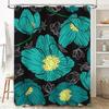 Stylish Blue Floral Shower Curtain for Bathroom Decor Waterproof Fabric with Hooks included in Set
