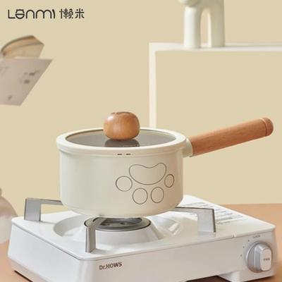 LANMI 18CM Cazo Antiadherente Cerámico Olla de Caldo Anti-desbordamiento Ollas para Suplementos Alimenticios de Bebé con Tapa de Vidrio Utensilios de Cocina