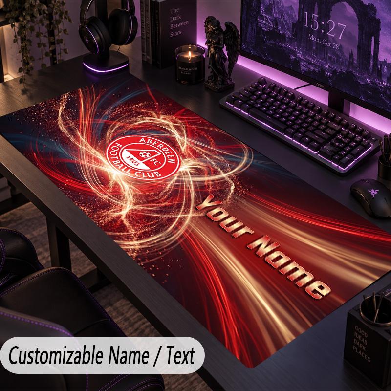 Custom Text Big Mousepad, Extended Desk Pad For Laptop Work GameAberdeen FC