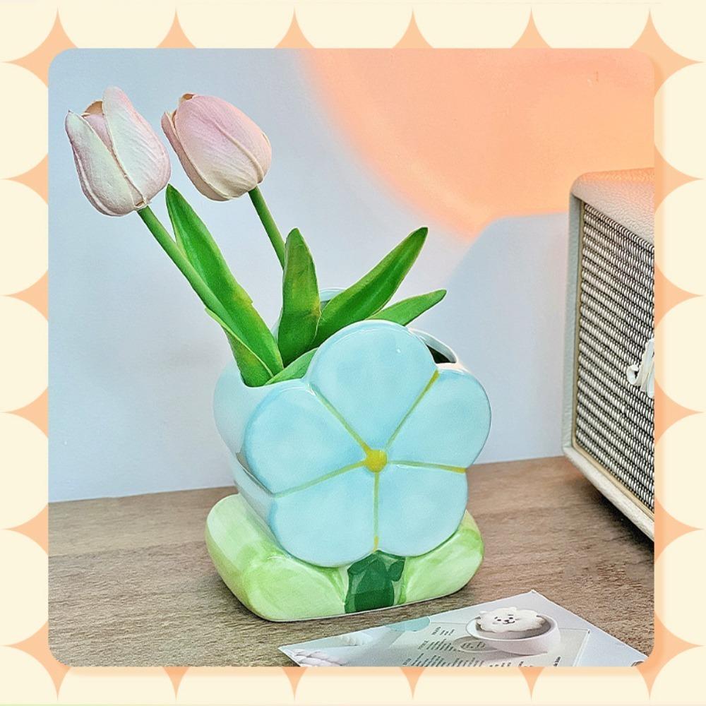 Tulip Flower Cute Flower Table Storage Pen Container Ceramic Tulip Pen Holder  Bedroom Decoration