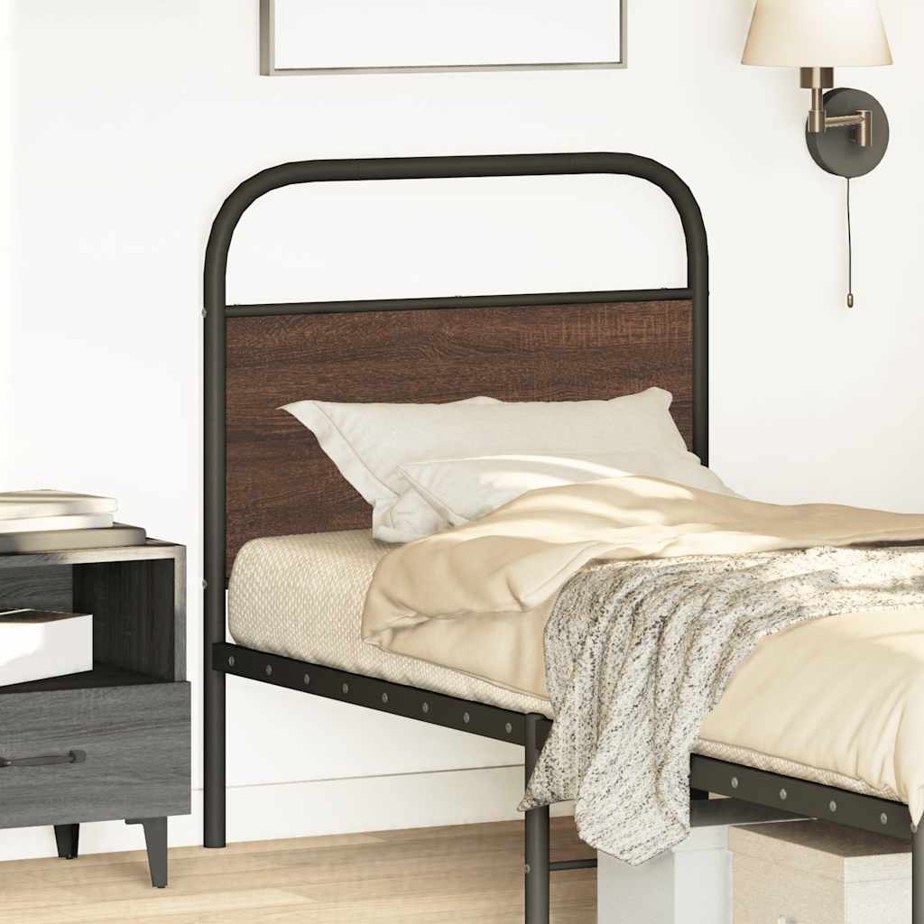 Replacement Headboard Brown Oak Effect 80 cm Steel and Wood Based Material