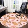 1PC Capibala Floral Office Round Area Rug, Indoor Mat Suitable ForOffice, Under Office Chairs Bedroom Living Room Home Decor, Room Deco F180
