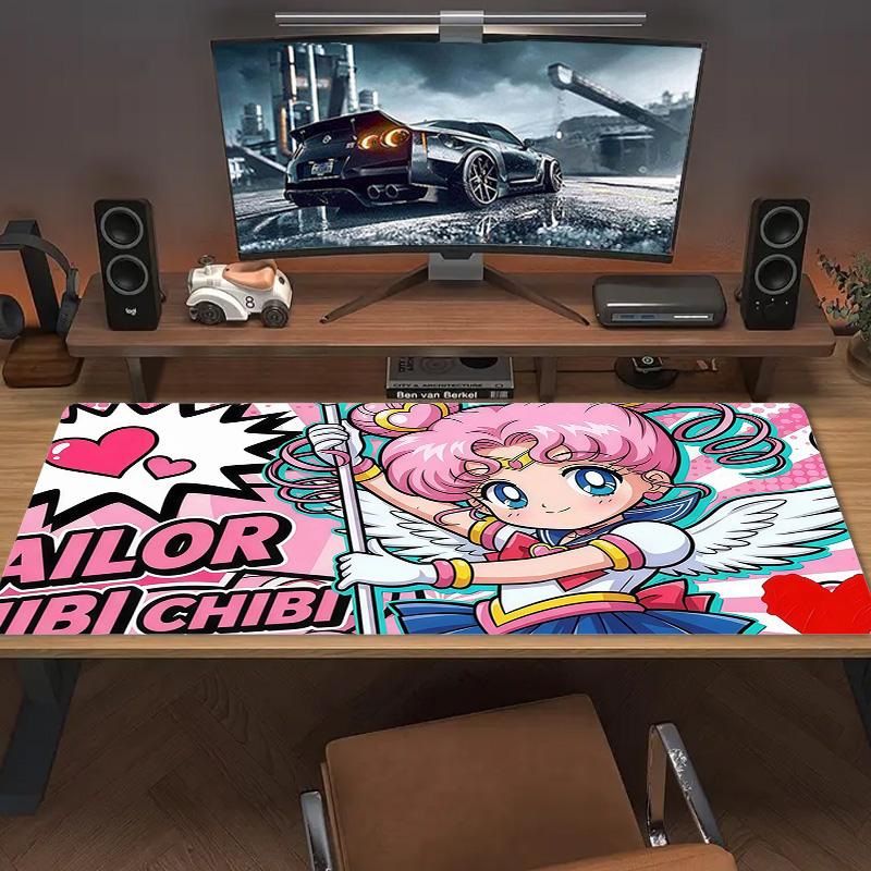 Sailor Moon Print  Cushion Non-slip Laptop Tablet Big Mousepad XXL Mat Mini PC Playmat With Lock edge