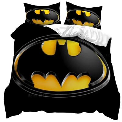 Black And Yellow Bat Pattern 2/3 Piecebedroom setChildren'sGift Teenagers Adulte Microfibre Double Bed with Zip Duvet Cover
