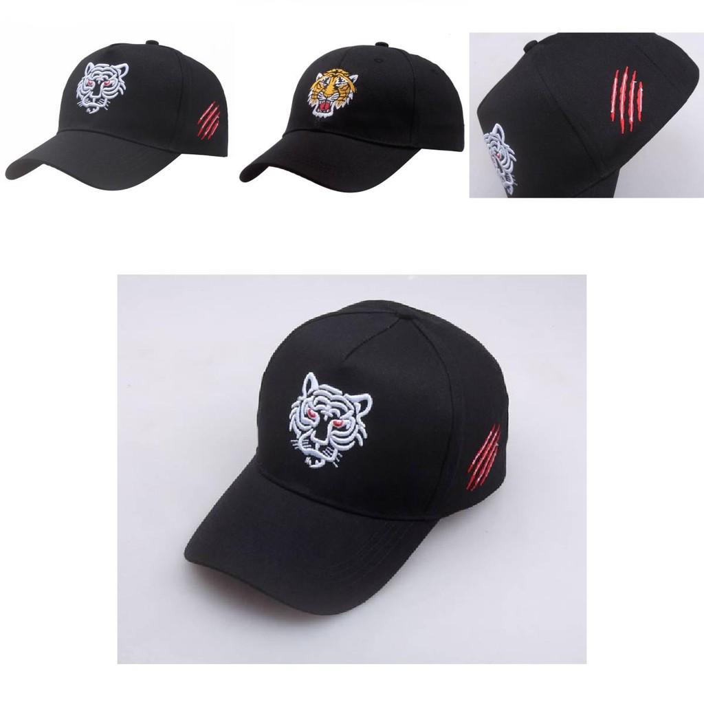 Outdoor Sports Cap With Tiger Embroidery Adjustable Baseball Hat For Mens Fishing Gear