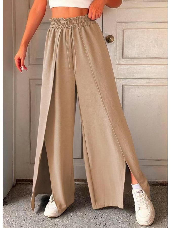 

Элегантные плиссированные брюки с широкими штанинами и высокой талией для женщин, весна/лето 2025 XL хаки