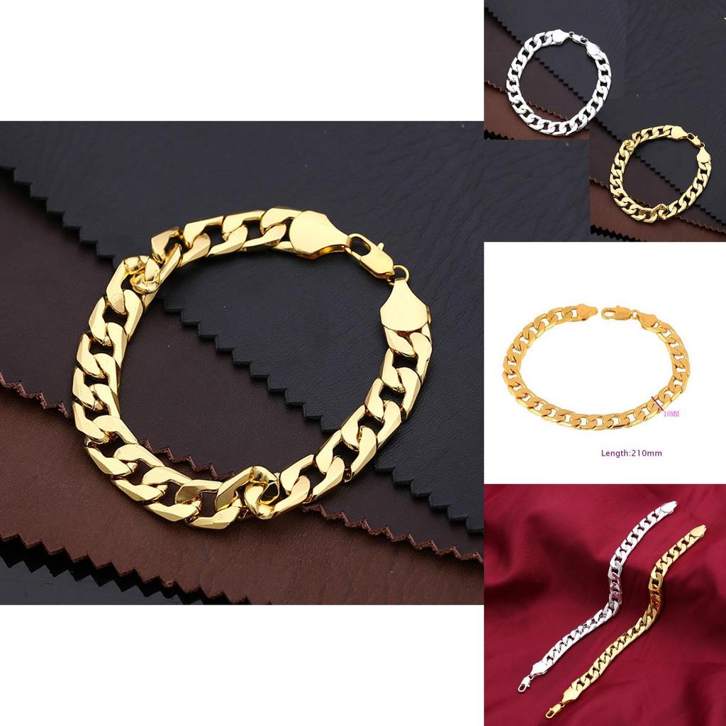 Classic Vintage Simple Flat Curb Cuban Chain Bracelet Punk Gothic Jewelry