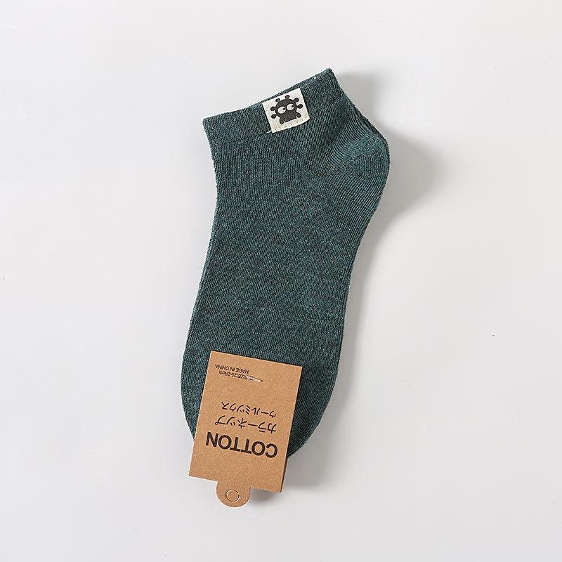 Men Spring and Summer New Retro Cotton Heel Cloth Paste Anti Drop with Solid Color Boat Socks