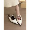 Leopard Print! Fashionable Leopard Print Silver Buckle Bag Head Half Slippers Women Wear Thick-heeled Single Shoes In Spring