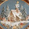 DIY Christmas Snow House Embroidery Kit Christmas Theme Pattern Embroidery Kit Winter Holiday Decoration Crafting Accessories
