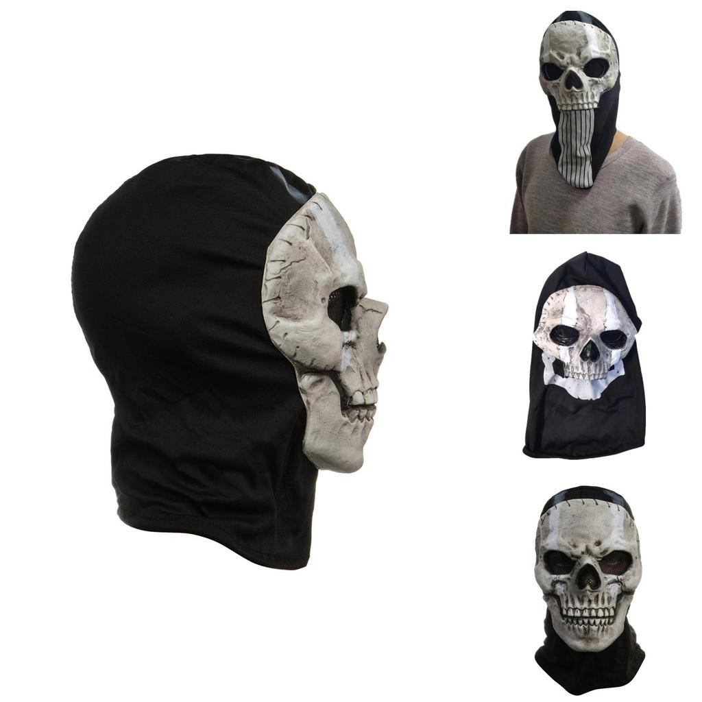 Call Of Duty Teschio Fantasma Maschera di Halloween in Lattice con Design Horror per Cosplay