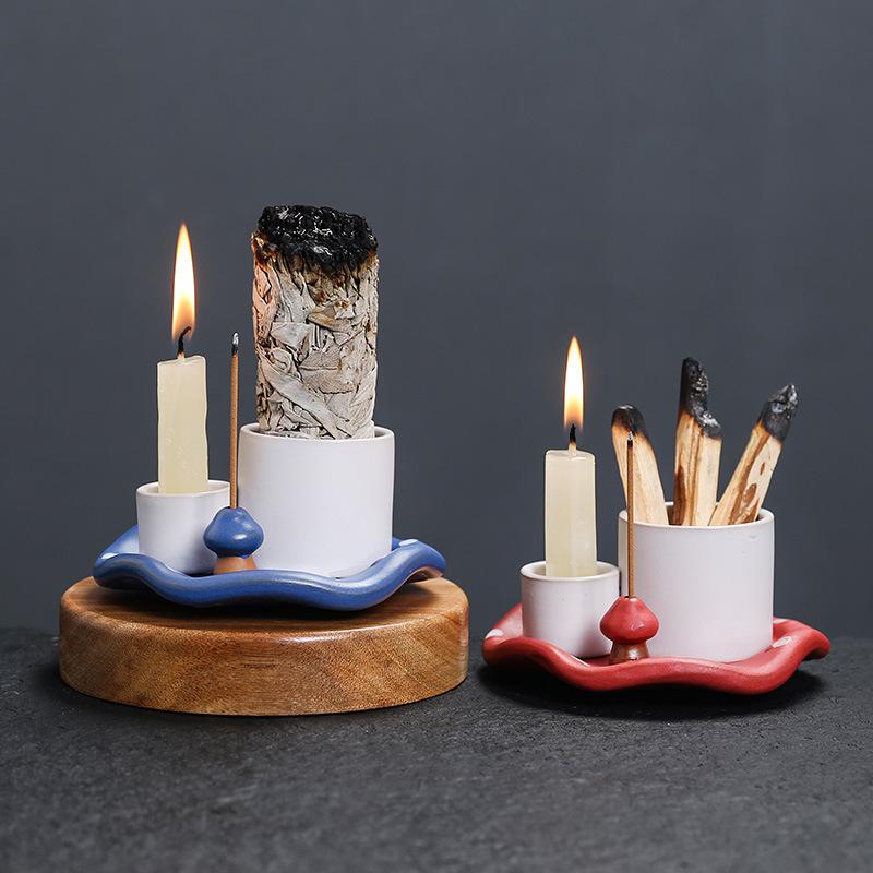 Ceramics Ambience Multipurpose Crafts Ornaments Candlestick Desktop Bookshelf Censer Bedroom Home Decoration