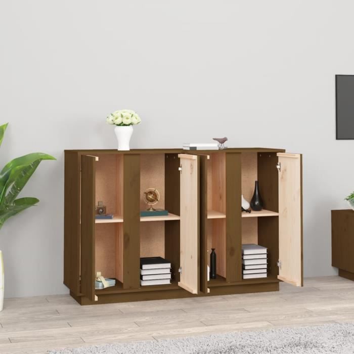 814497 vidaXL Buffet Honey Brown 120x35x80 Cm Solid Pine Wood