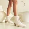 New European and American Lace-up Short Boots Thick Mid-heel Boots Short Martin Boots Large Size Boots