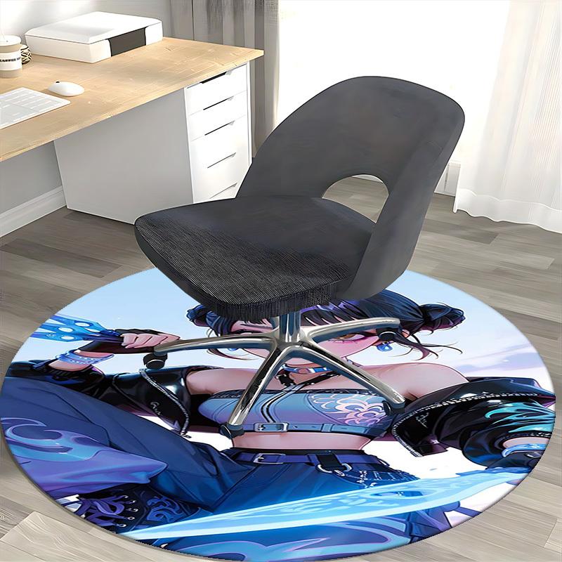 1 Stück Anime-Design Runder Teppich - Bürostuhlmatte