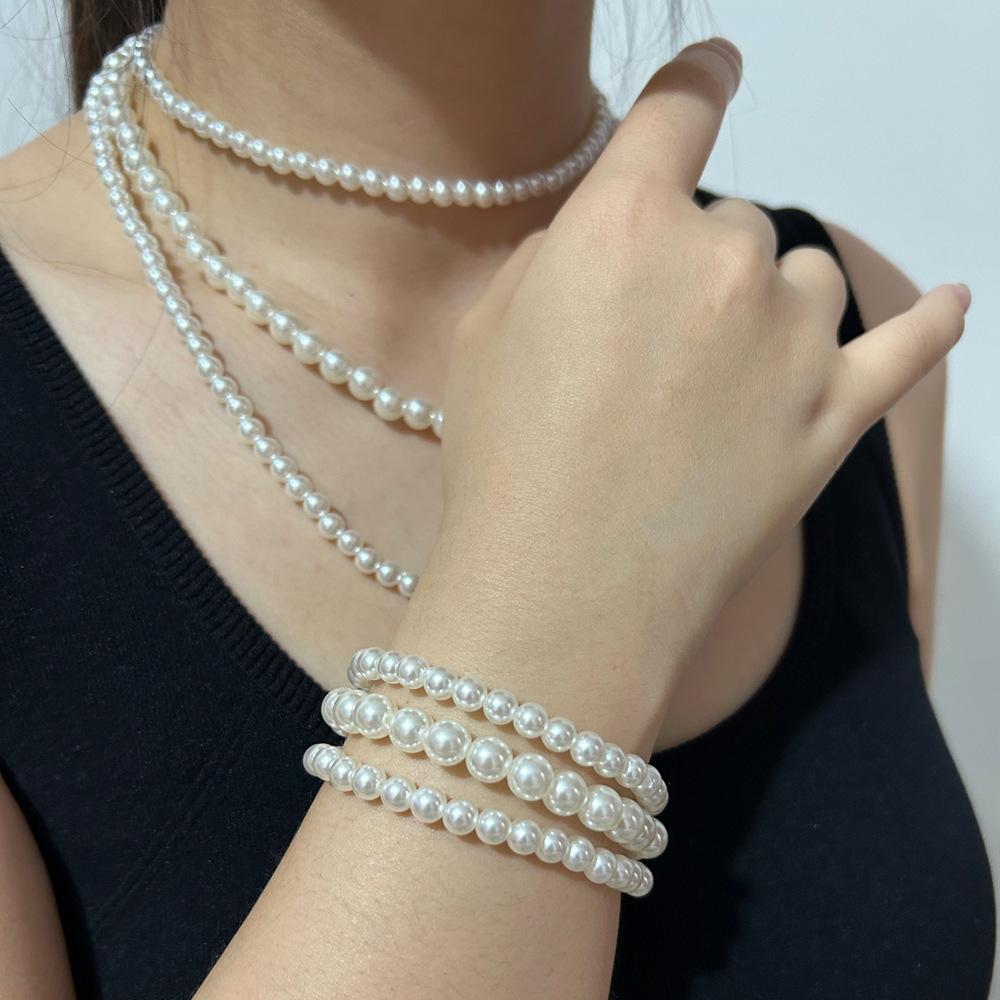 Accessories Cold Wind Retro Beaded Multi-layer Necklace Necklace Imitation Pearl Niche Design Necklace Female